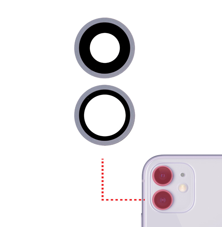 Back Camera Lens With Bracket / Bezel For iPhone 11 (2 Piece Set) (Real Sapphire / Premium) (Purple)