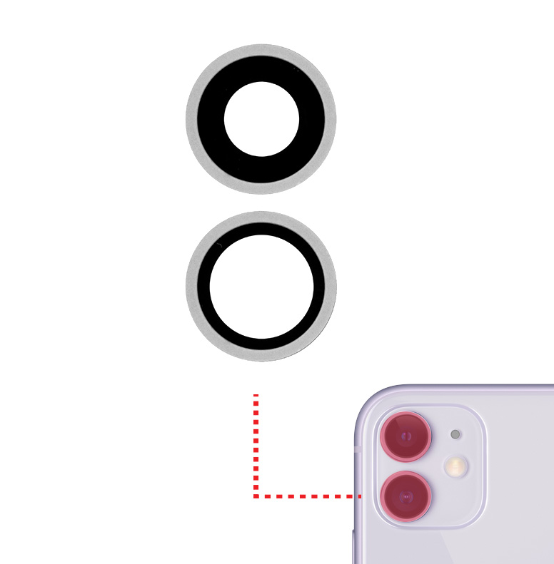 Back Camera Lens With Bracket & Bezel Compatible With Iphone 11 (White) (Real Sapphire / Premium) (2 Pcs Set)