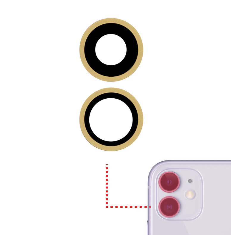 Back Camera Lens With Bracket & Bezel Compatible With Iphone 11 (Yellow) (Real Sapphire / Premium) (2 Pcs Set)