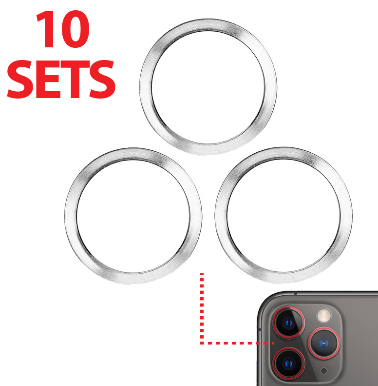 Back Camera Bezel Ring Only For iPhone 11 Pro / 11 Pro Max (3 Piece Set) (10 Pack) (White) (Premium)