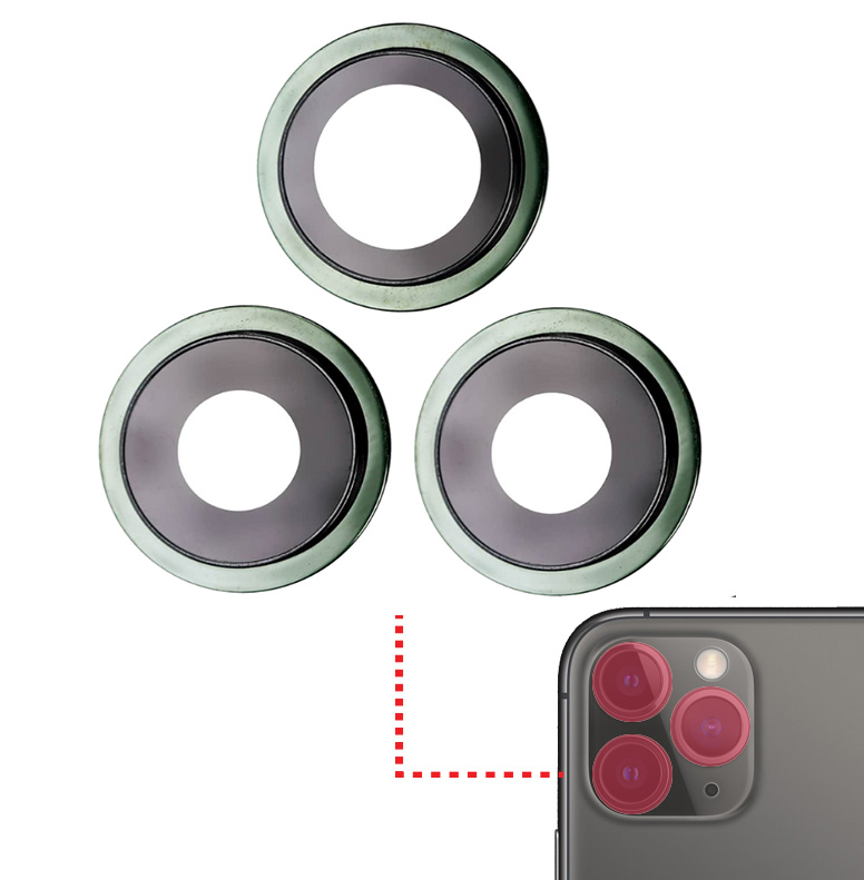 Back Camera Lens With Bracket / Bezel For iPhone 11 Pro / Pro Max (3 Piece Set) (Real Sapphire / Premium) (Green)