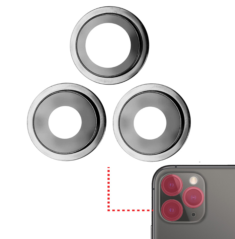 Back Camera Lens With Bracket / Bezel For iPhone 11 Pro / Pro Max (3 Piece Set) (Real Sapphire / Premium) (White)