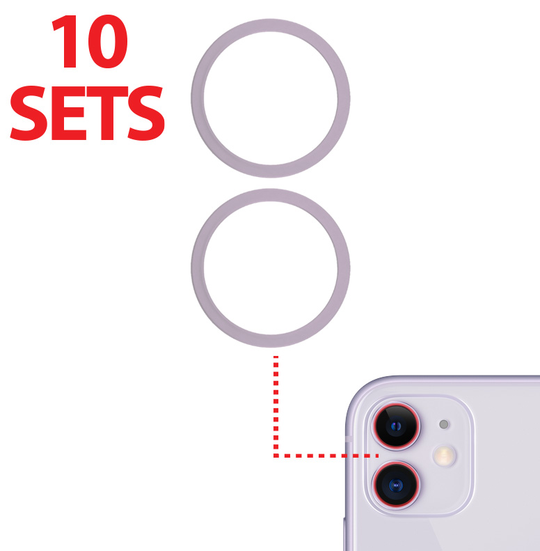 Back Camera Bezel Ring Only For iPhone 11 / 12 / 12 Mini (2 Piece Set) (10 Pack) (Purple) (Premium)