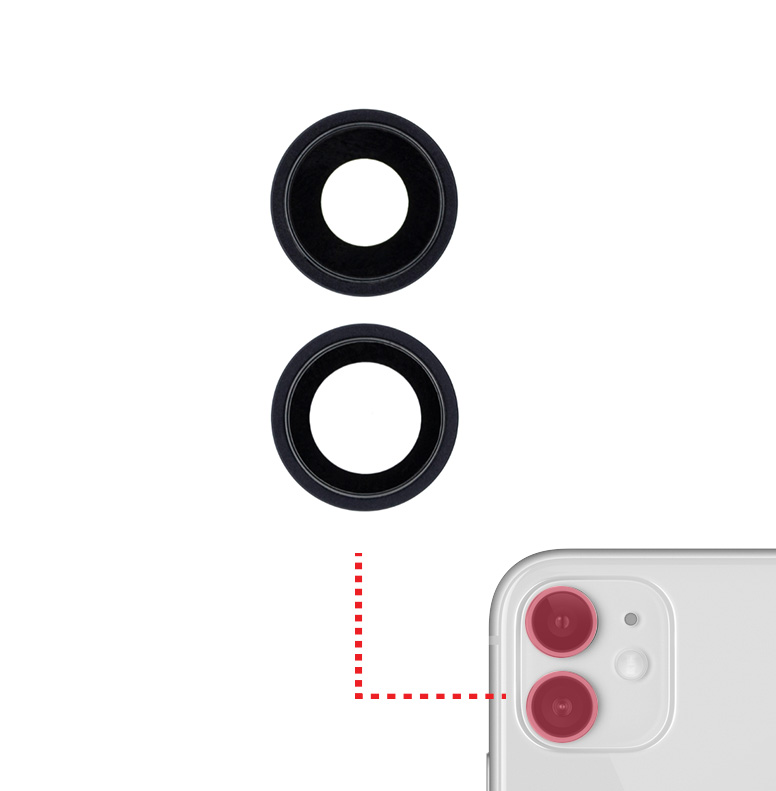 Back Camera Lens With Bracket / Bezel For iPhone 12 / 12 Mini (2 Piece Set) (Real Sapphire / Premium) (Black)