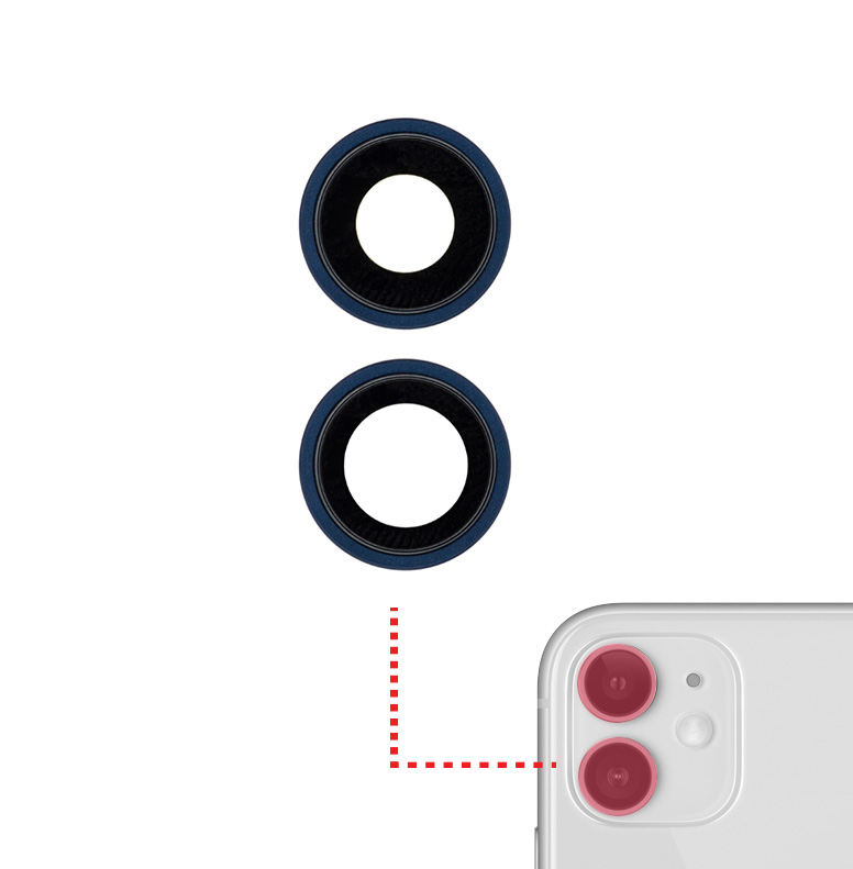 Back Camera Lens With Bracket / Bezel For iPhone 12 / 12 Mini (2 Piece Set) (Real Sapphire / Premium) (Blue)