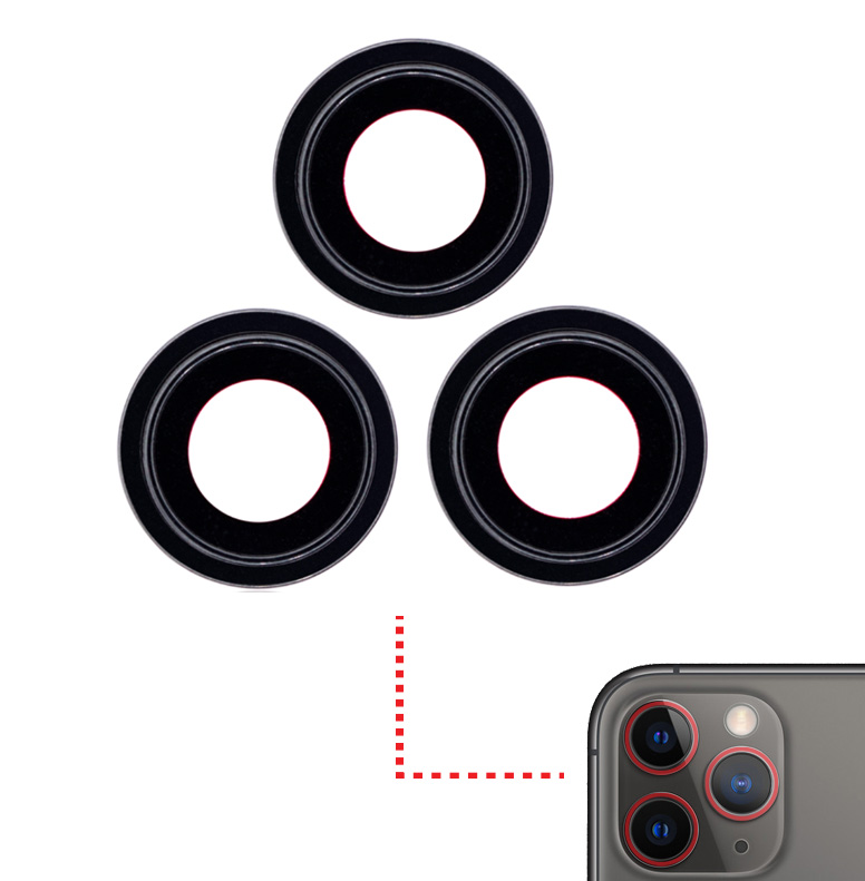 Back Camera Lens With Bracket / Bezel For iPhone 12 Pro (3 Piece Set) (Real Sapphire / Premium) (Graphite)