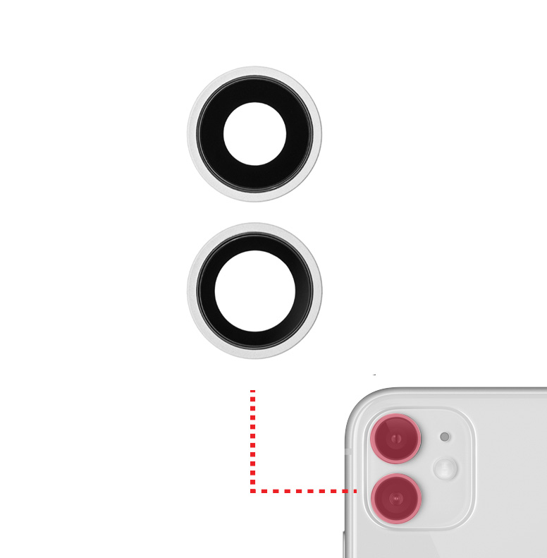 Back Camera Lens With Bracket / Bezel For iPhone 12 / 12 Mini (2 Piece Set) (Real Sapphire / Premium) (White)