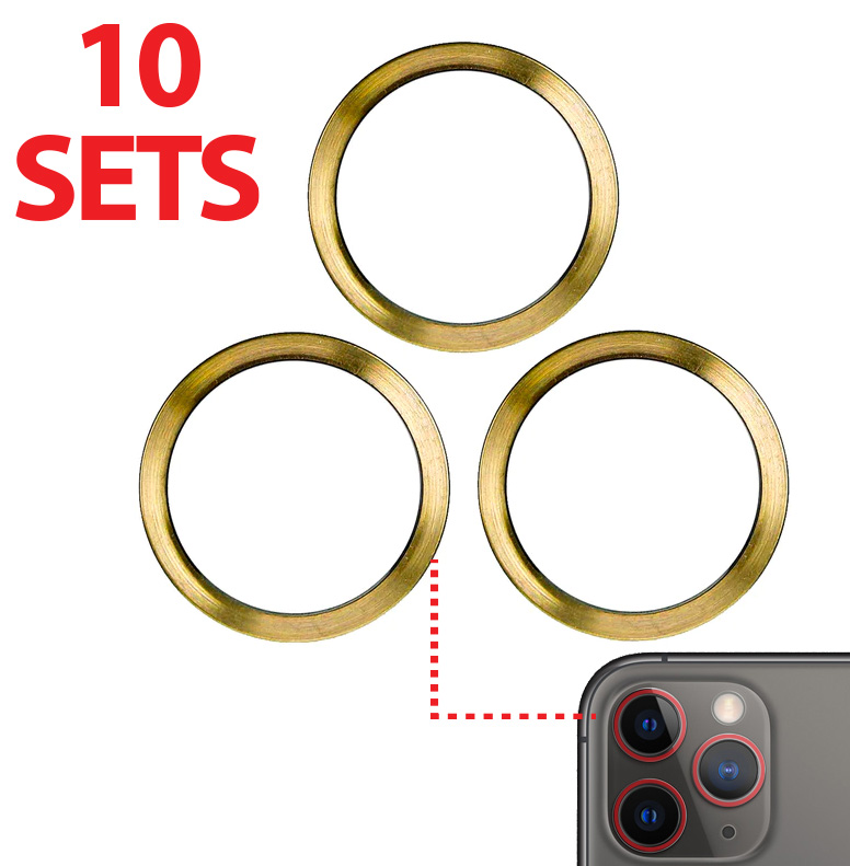Back Camera Bezel Ring Only For iPhone 12 Pro (3 Piece Set) (10 Pack) (Gold) (Premium)