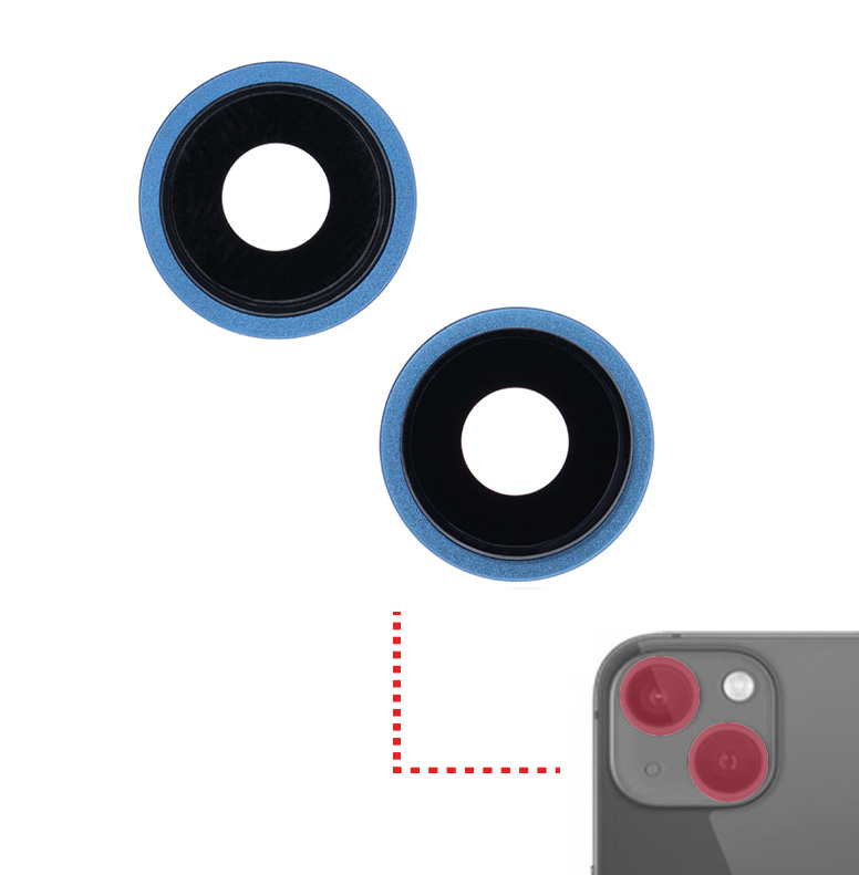 Back Camera Lens With Bracket / Bezel For iPhone 13 / 13 Mini (2 Piece Set) (Real Sapphire / Premium) (Blue)