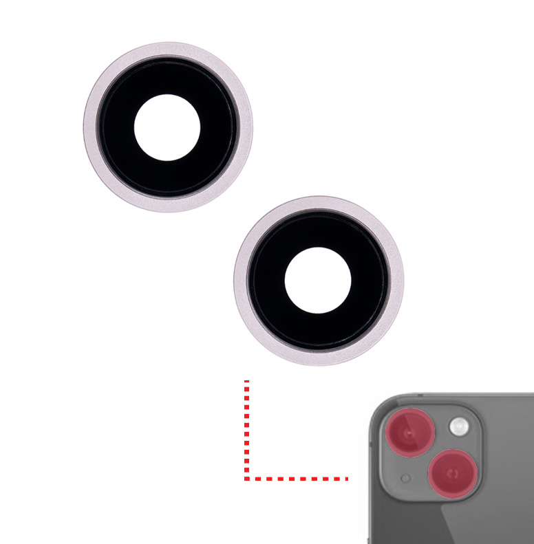 Back Camera Lens With Bracket / Bezel For iPhone 13 / 13 Mini (2 Piece Set) (Real Sapphire / Premium) (Pink)