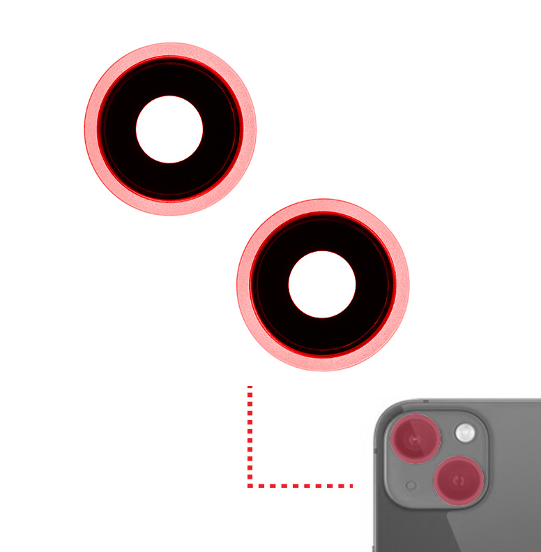 Back Camera Lens With Bracket / Bezel For iPhone 13 / 13 Mini (2 Piece Set) (Real Sapphire / Premium) (Red)