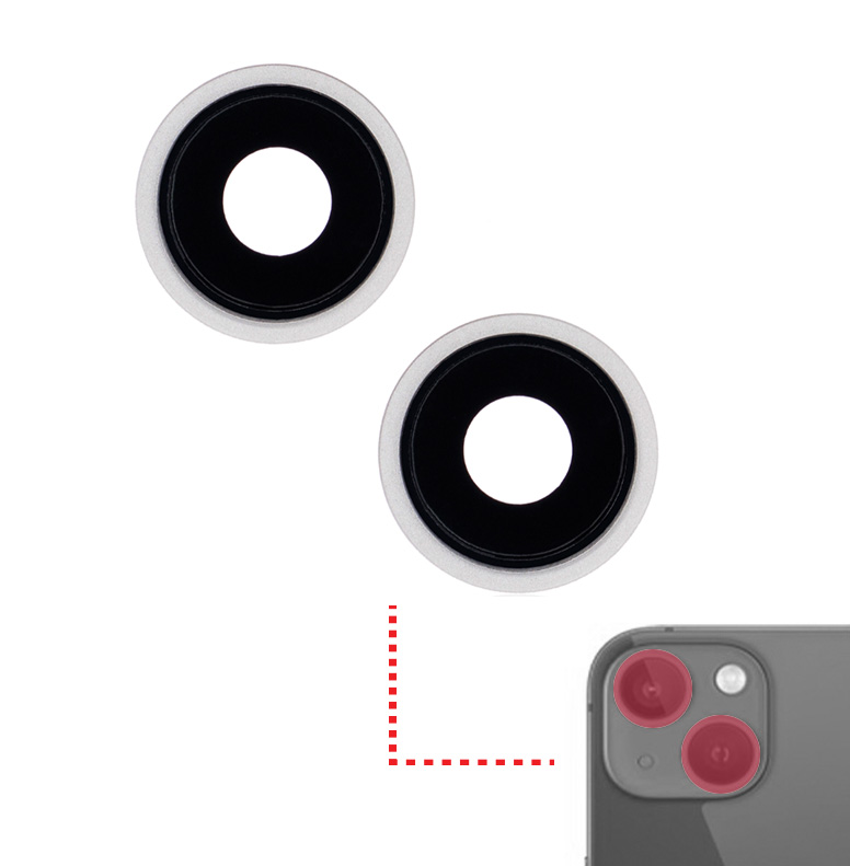 Back Camera Lens With Bracket / Bezel For iPhone 13 / 13 Mini (2 Piece Set) (Real Sapphire / Premium) (Starlight)