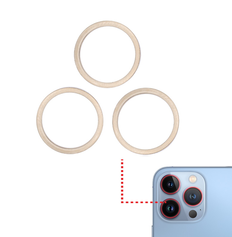 [SP-I13PM-BCBR-3S-GO] Back Camera Bezel Ring Only For iPhone 13 Pro / 13 Pro Max (3 Piece Set) (Gold) (Premium)