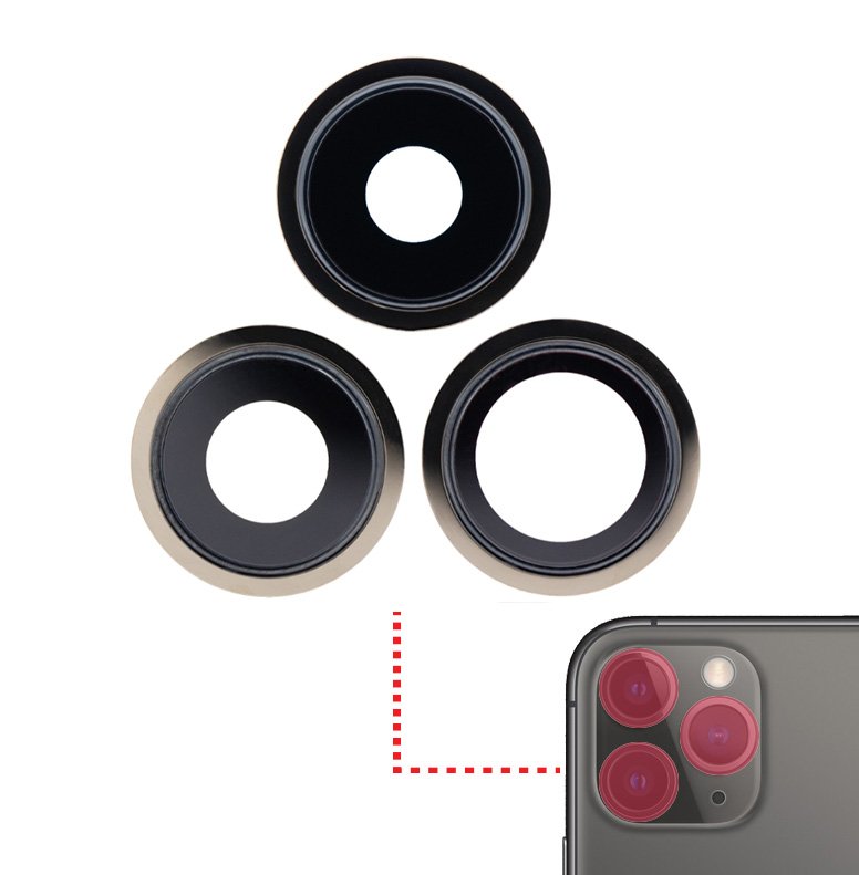 [SP-I13PM-BCLWBB-3S-GO] Back Camera Lens With Bracket / Bezel For iPhone 13 Pro / 13 Pro Max (3 Piece Set) (Real Sapphire / Premium) (Gold)