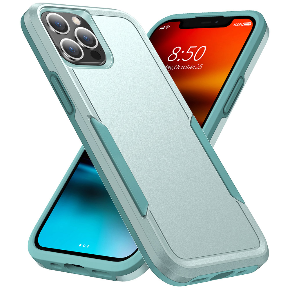 Thick 2-Layers Shockproof Case for iPhone 14 / 13 - Teal & Dark Teal