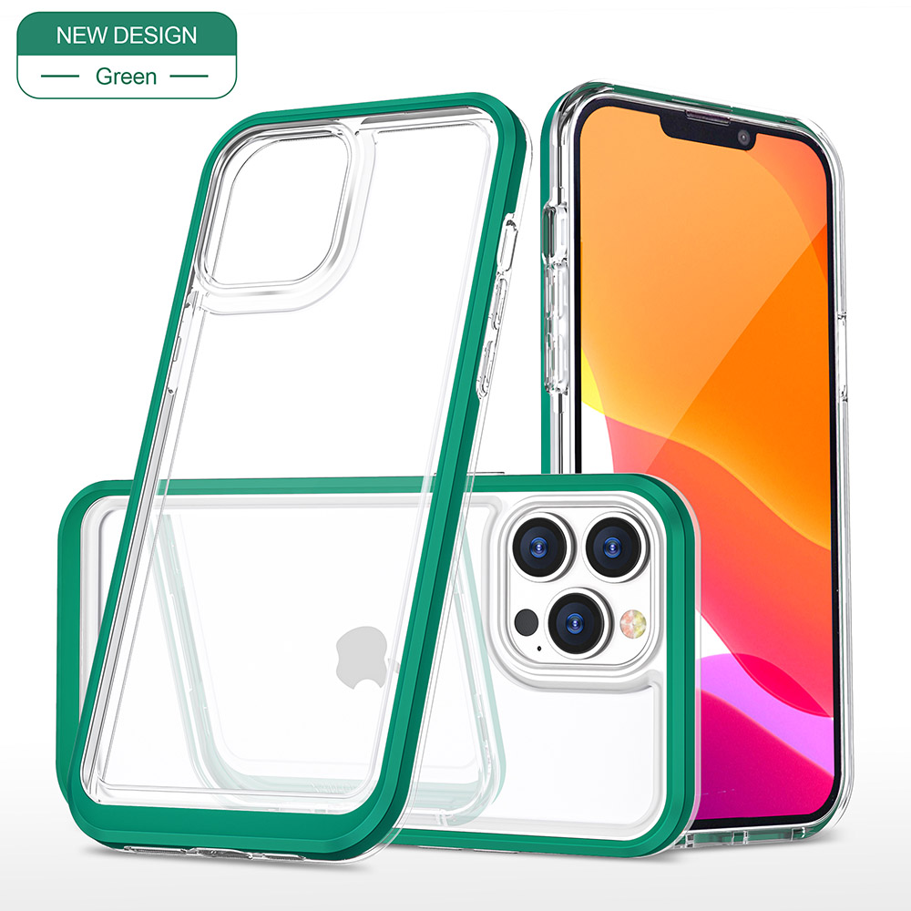 Color Edge Transparent Case for iPhone 14 Plus - Dark Green