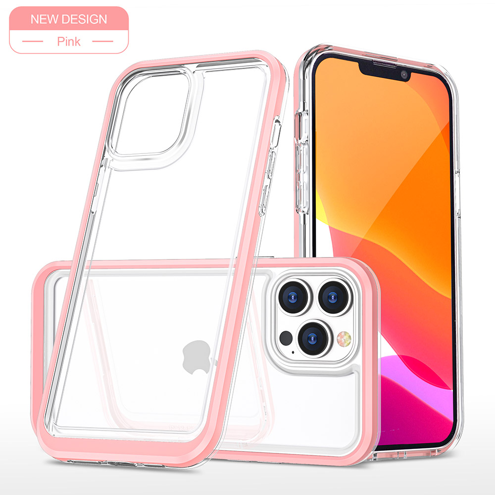 Color Edge Transparent Case for iPhone 14 Plus - Pink