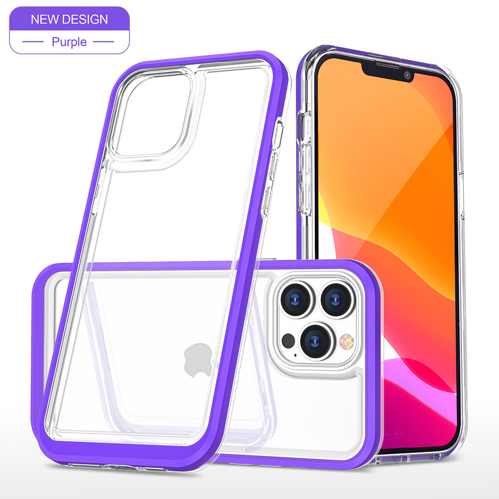 Color Edge Transparent Case for iPhone 14 Plus - Purple