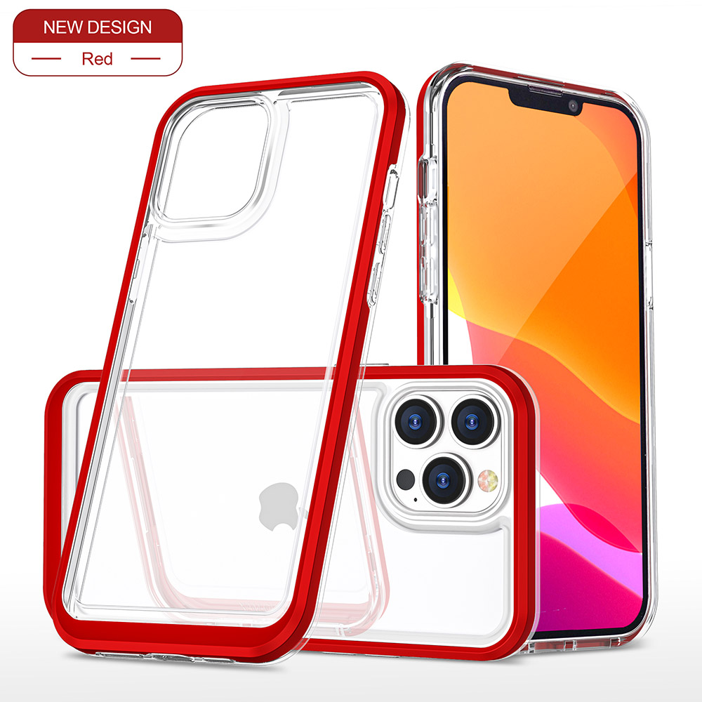 Color Edge Transparent Case for iPhone 14 Plus - Red