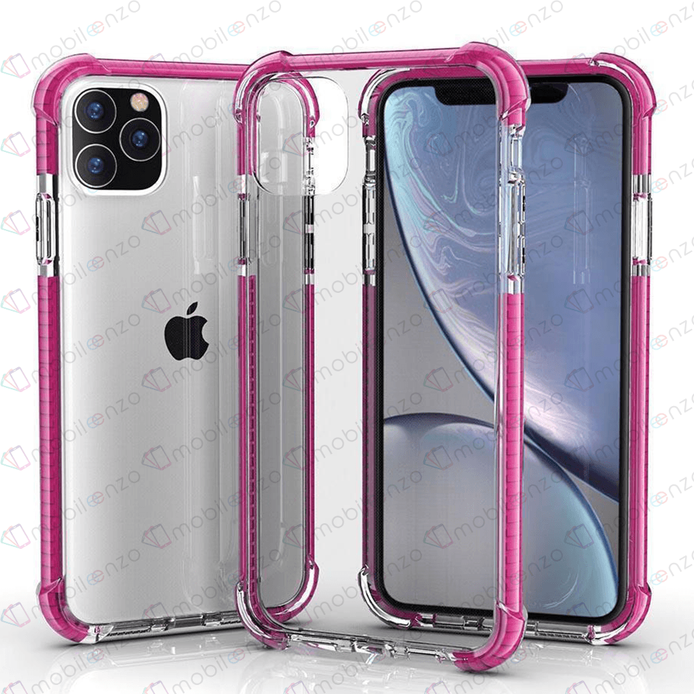 Hard Elastic Clear Case for iPhone 14 Plus - Pink Edge