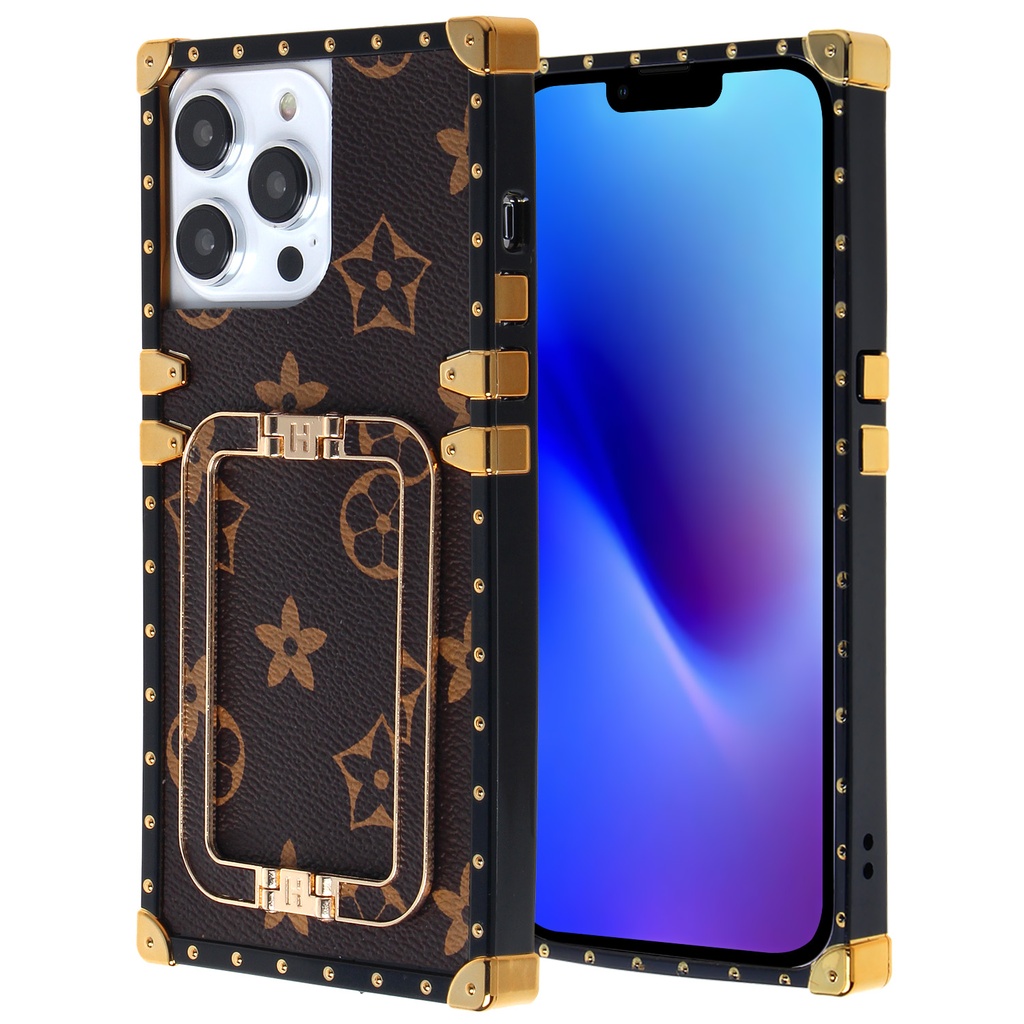 Luxury Back Stand case for iPhone 14 Plus - Black