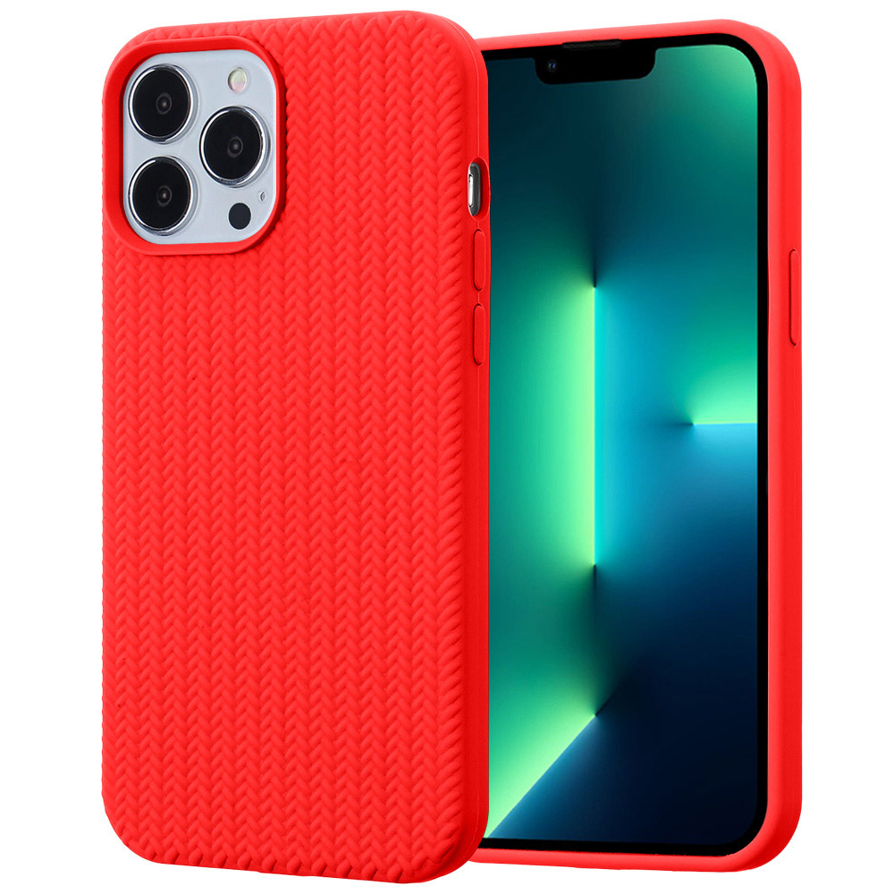 Silicone Fiber Case for iPhone 14 Plus - Red