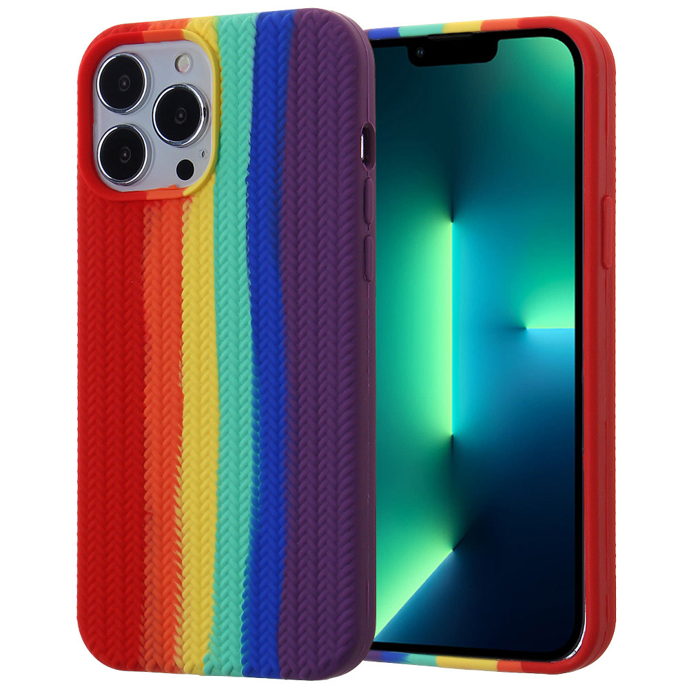 Silicone Fiber Case for iPhone 14 Plus - Rainbow