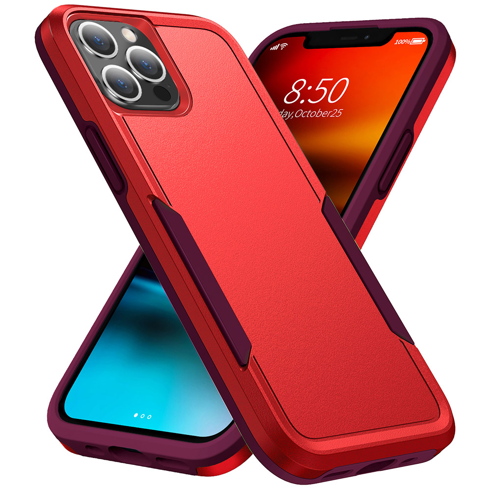 Thick 2-Layers Shockproof Case for iPhone 14 Plus - Red