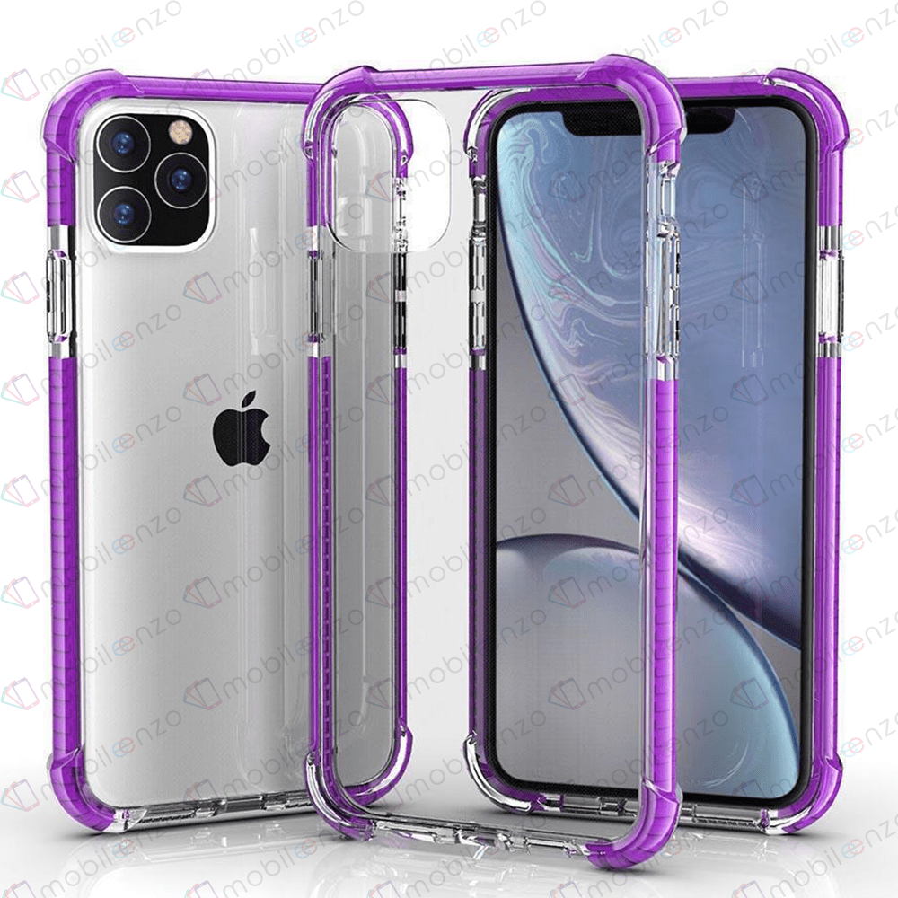 Hard Elastic Clear Case for iPhone 14 Pro - Purple Edge