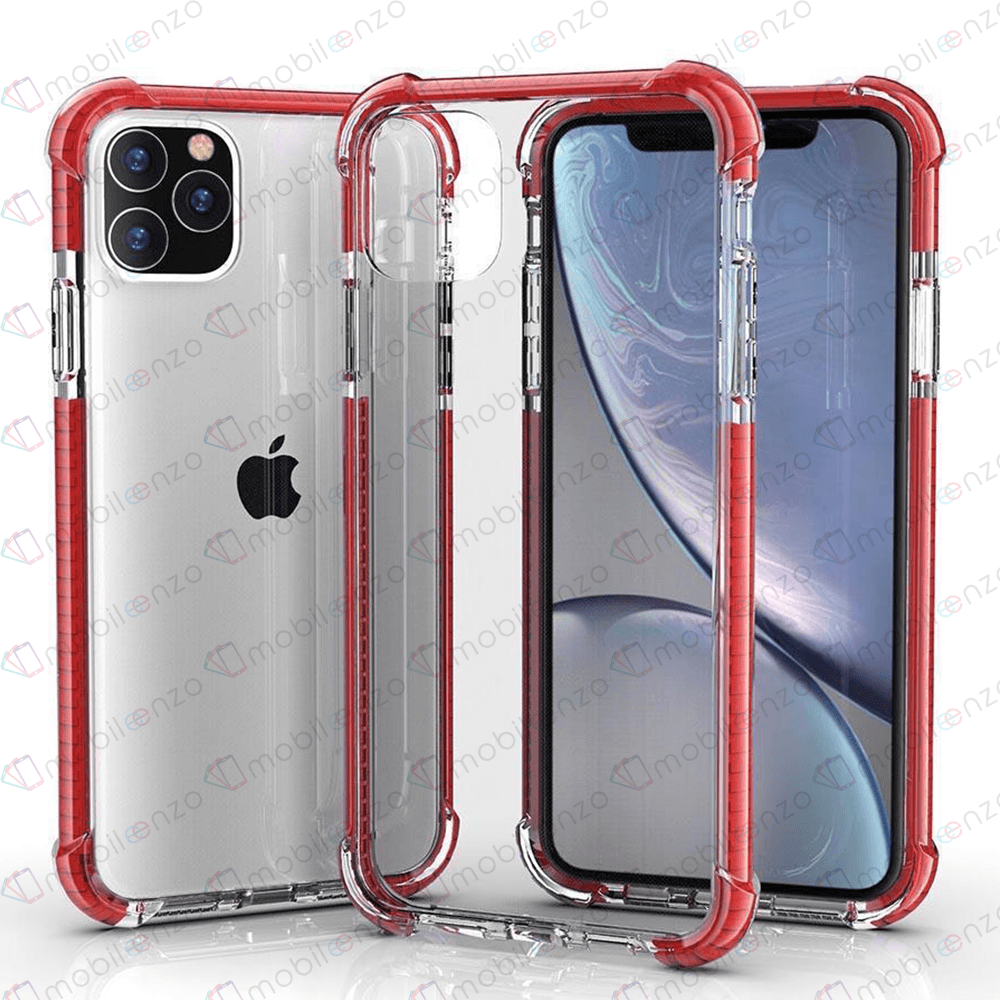 Hard Elastic Clear Case for iPhone 14 Pro - Red Edge