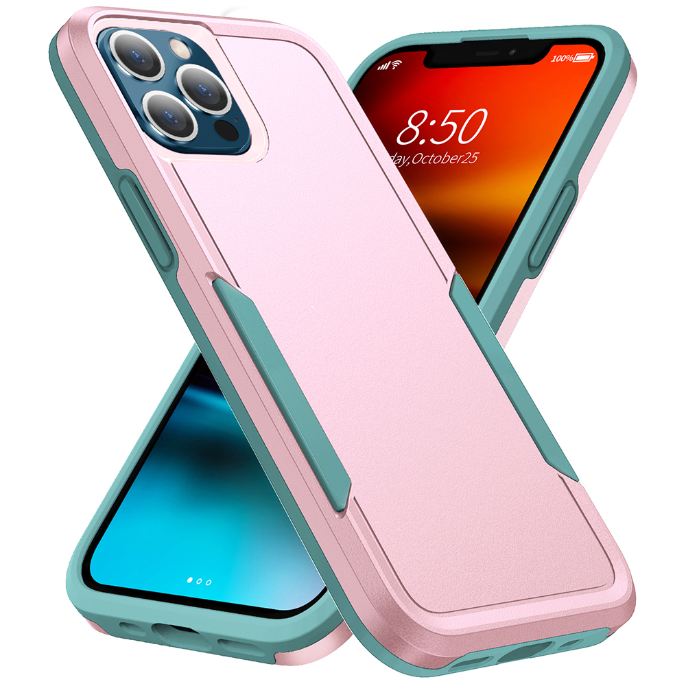 Thick 2-Layers Shockproof Case for iPhone 14 Pro - Pink & Teal