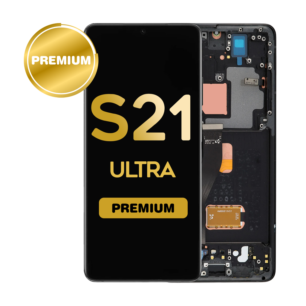 OLED Assembly for Samsung Galaxy S21 Ultra 5G (G998) with Frame - Phantom Black (Premium)