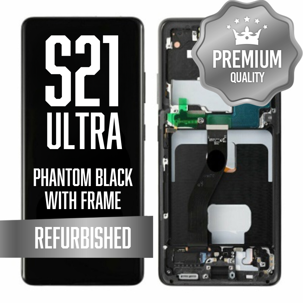 OLED Assembly for Samsung Galaxy S21 Ultra 5G With Frame - Phantom Black (Refurbished)
