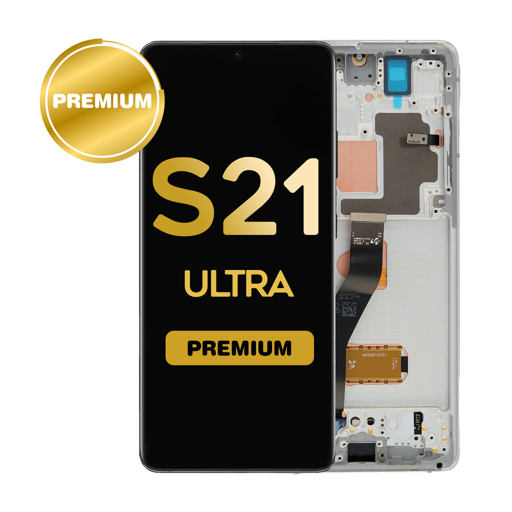 OLED Assembly for Samsung Galaxy S21 Ultra 5G (G998) with Frame - Phantom Silver (Premium)
