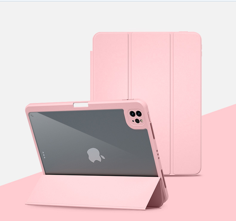 Clear Back Magnet Case for iPad 5 / 6 / Pro 9.7/ Air 2 / Air 1 - Pink
