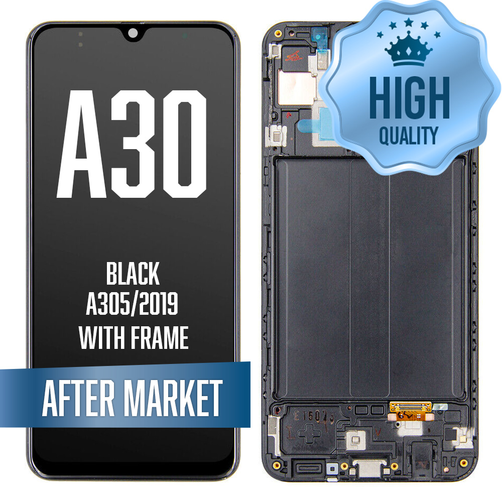 LCD Assembly for Galaxy A30 (A305) with Frame - Black (High Quality / AM OLED)