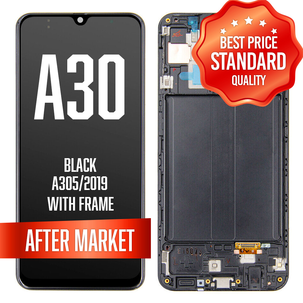 LCD Assembly for Galaxy A30 (A305) with Frame - Black (Standard Quality)