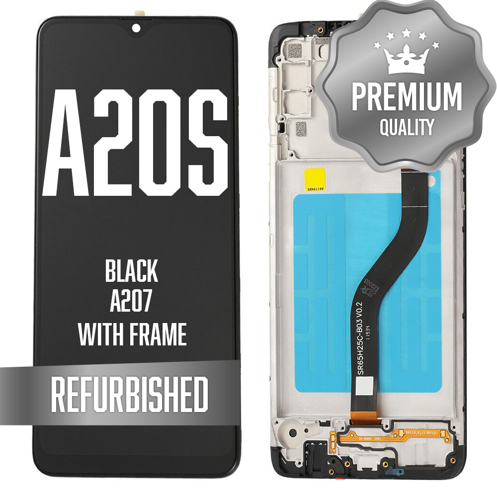 LCD Assembly For Samsung Galaxy A20S (A207) with Frame - Black (Premium Quality)