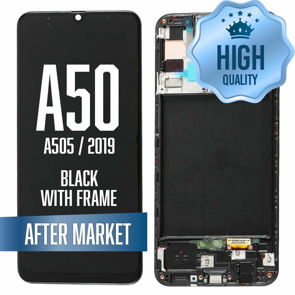 LCD Assembly for Samsung A50 (A505 / 2019) With Frame - Black (High Quality / AM OLED)