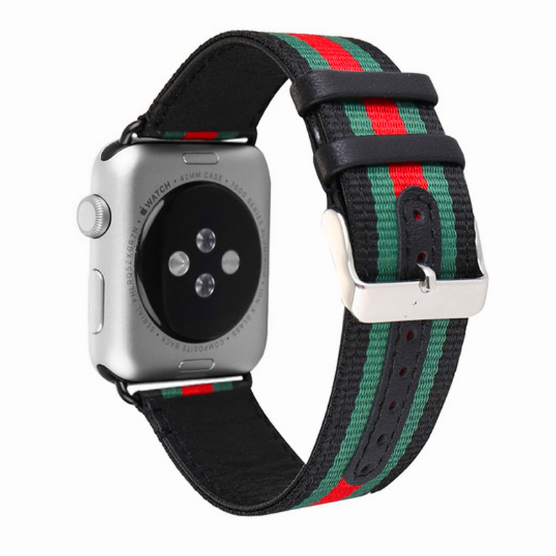 Designer Woven iWatch Band 38/40/41mm - Black/Green/Red