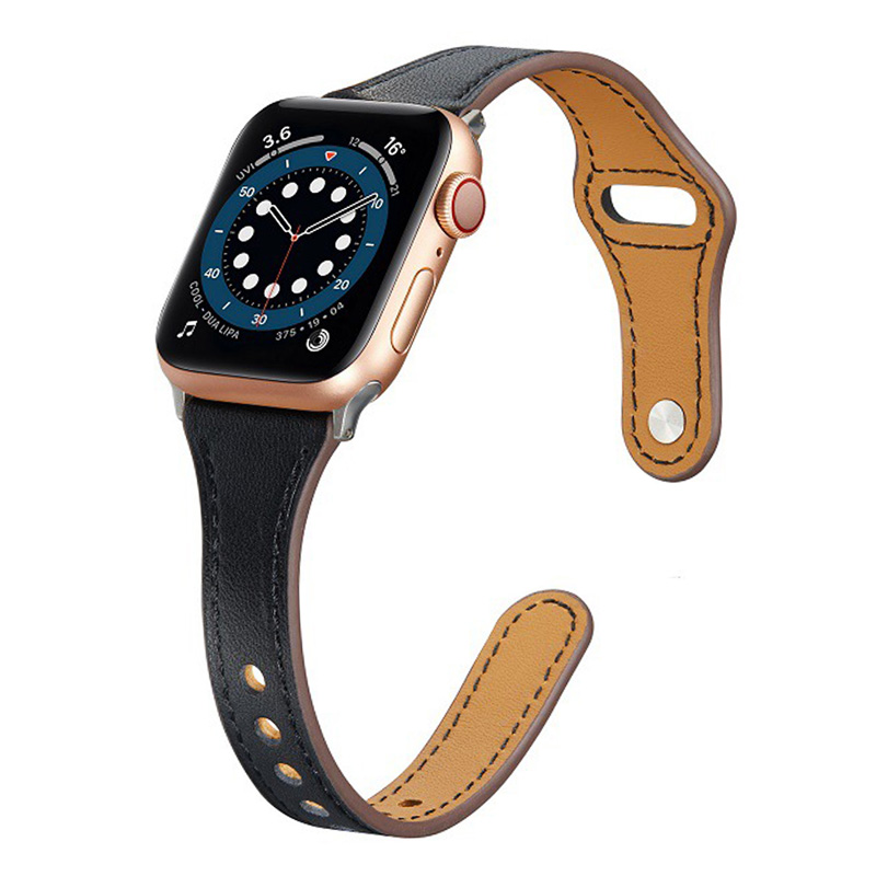 Faux Leather Slim iWatch Band 38/40/41mm - Black