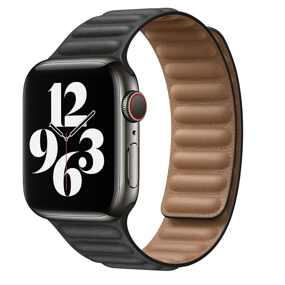 Leather Link Magnet iWatch Band 38/40/41mm - Black
