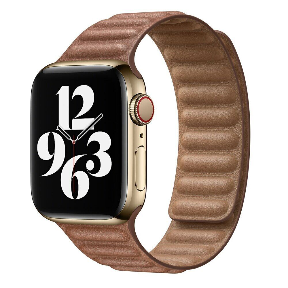 Leather Link Magnet iWatch Band 38/40/41mm - Brown
