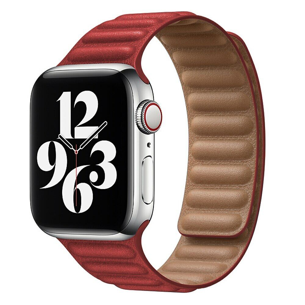 Leather Link Magnet iWatch Band 38/40/41mm - Red
