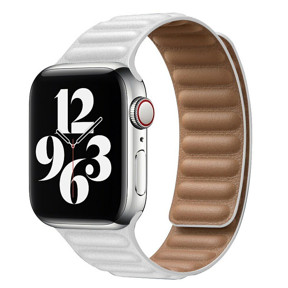 Leather Link Magnet iWatch Band 38/40/41mm - White