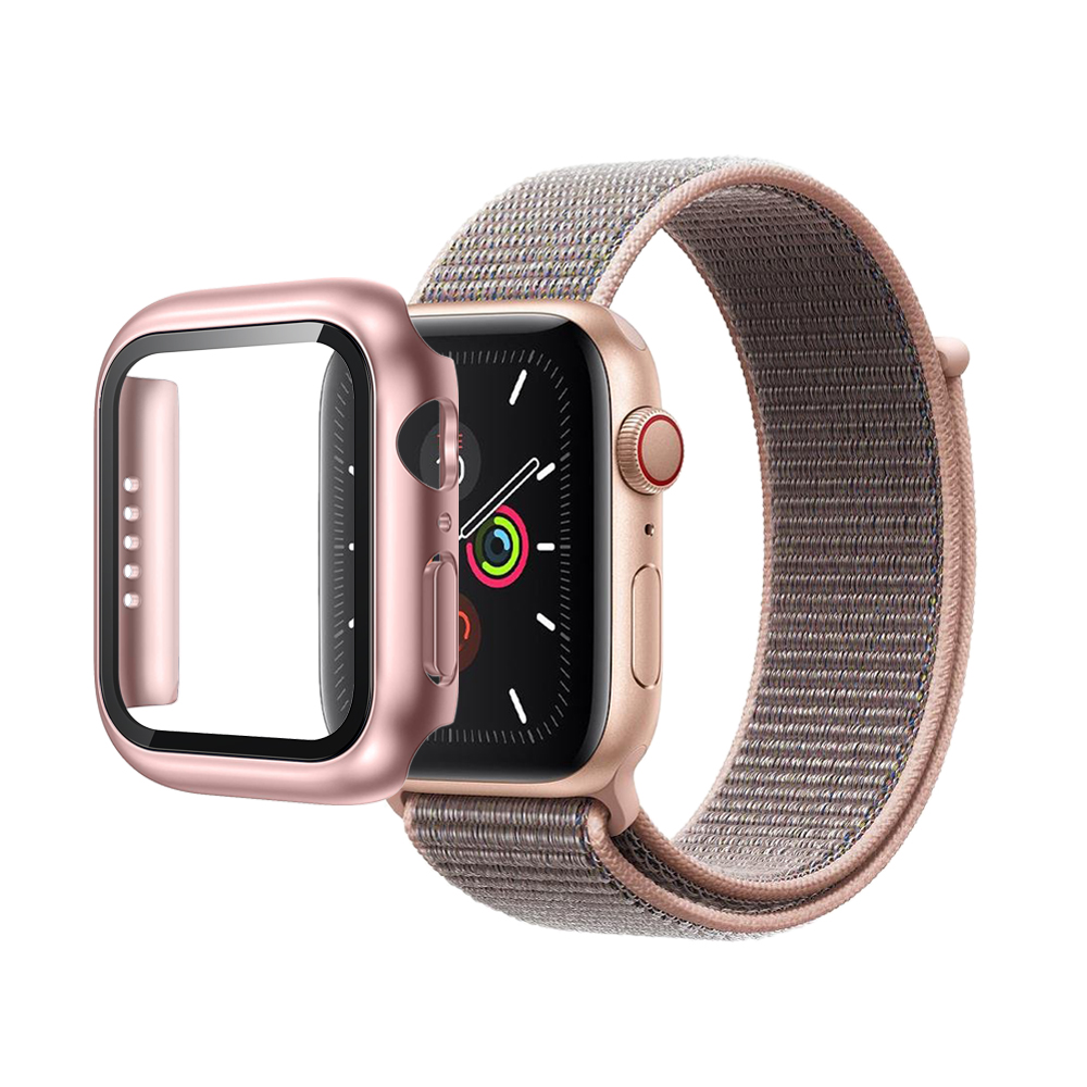 Nylon Weave iWatch Band & Bumper w/tempered glass 41mm - Rose Gold