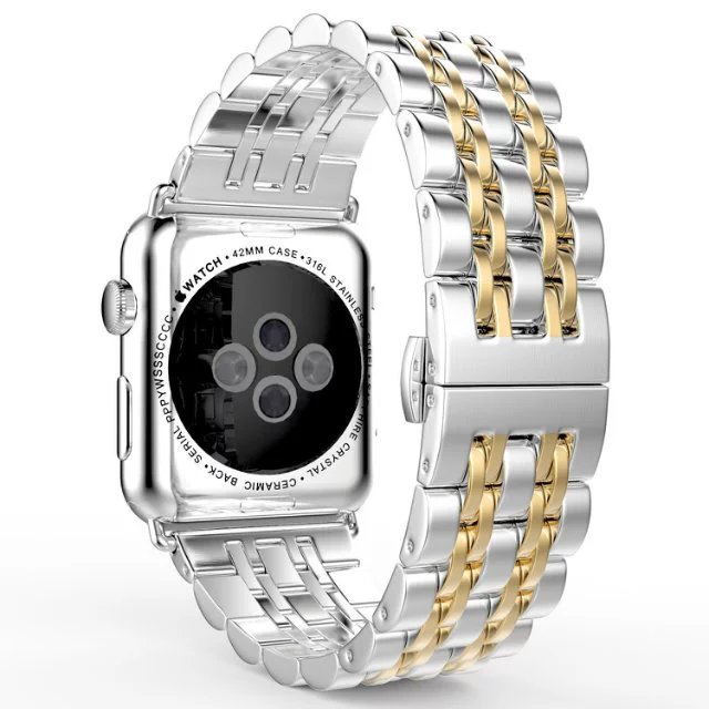 Seven beads Stainless Steel iWatch Band 38/40/41mm - Silver / Gold