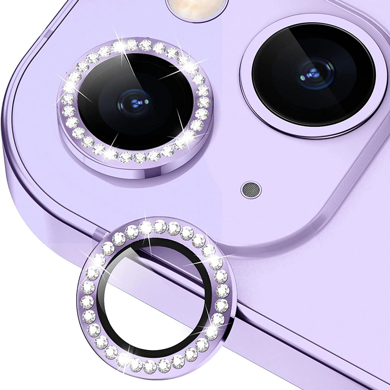 Diamond Camera Lens w/HD Tempered Glass  for iPhone 14 / 14 Plus (Purple)