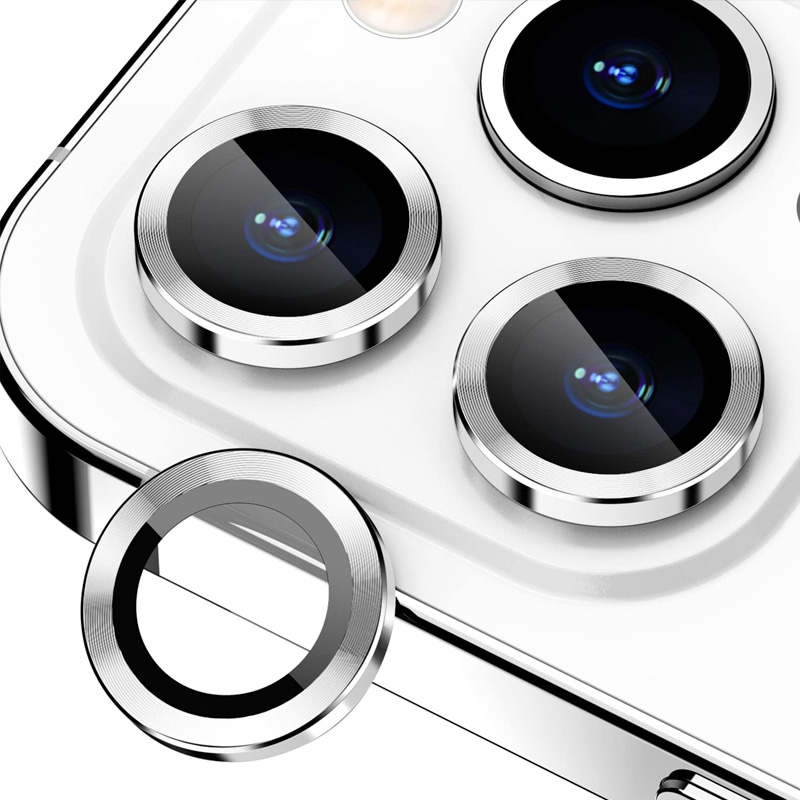 [TG-I13PM-RCL-SLV] Ring Camera Lens w/HD Tempered Glass  for iPhone 13 Pro / 13 Pro Max (Silver) (1 Pc)