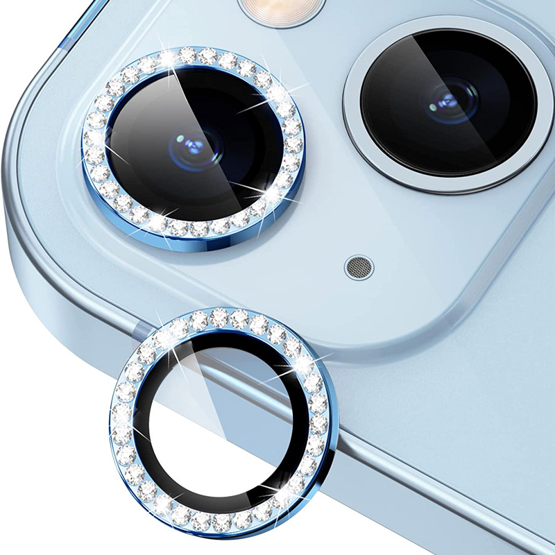 Diamond Camera Lens w/HD Tempered Glass  for iPhone 13 / 13 Mini (Blue)